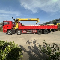 Camión Grúa Nuevo M3000 8x4 de China Shaanxi Automobile Delong con Motor Weichai de 350 Caballos de Fuerza, Combinación de Colores Rojo y Amarillo
