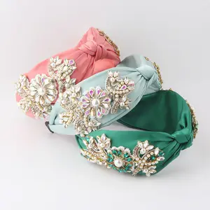 Genya New fashion Handmade Embroidery Bohemia Floral Wide Headbands Vintage Ethnic Style Hair Band for Women Girls Hair Accessor