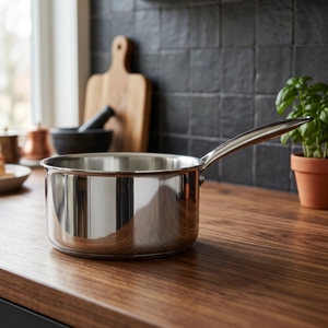 Casserole en acier inoxydable triple couche de 18 cm, très demandée, avec couvercle en verre de qualité 304, ustensile de cuisson robuste pour cuisinière à induction, à gaz et usage quotidien - Product Image 1