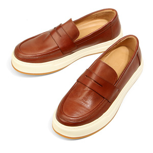 Mocasines de cuero lavado para hombre, zapatos sin cordones con punta redonda, zapatos casuales acolchados para skate, tallas 38 39 40 41 42 43 44 - Product Image 3