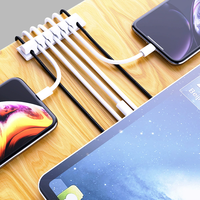 Organisateur de câble en silicone enrouleur de câble de données USB Clips de cordon de gestion de câble Flexible pour souris casque écouteur support de fil de voiture