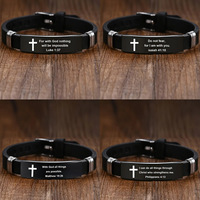 Pulseras de Silicona Suave Religiosas de Acero Inoxidable Haomi, Accesorios de Moda Personalizados, Pulsera Cristiana con Versículos Bíblicos
