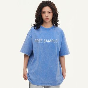 T-shirt délavé à l'acide 100% coton avec logo personnalisé, étiquette imprimée, t-shirt unisexe confortable et ample - Product Image 1