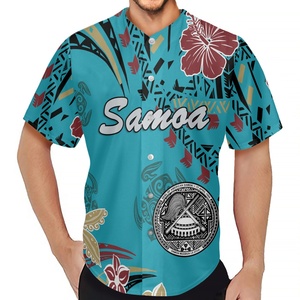 Polynesian Tribal <strong>Samoa</strong> Logo <strong>Jersey</strong> Printed Short Sleeve Men Baseball Shirts <strong>Jersey</strong> Custom Logo Button up Casual Shirts - Product Image 3
