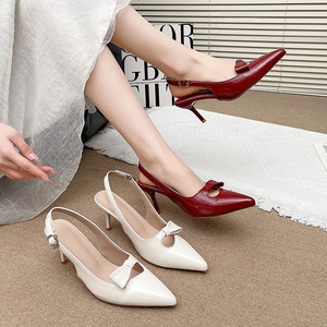 Trendy Plus Size Women's Chain Stylish Pointed Toe Stiletto OneStrap <b>Sandals</b> - Product Image 4