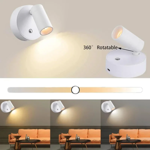 Lámpara de Pared LED Recargable USB Moderna, Foco Cob Magnético Ajustable para Dormitorio <span class=keywords><strong>Interior</strong></span>, Control Táctil de 3 Colores - Product Image 4