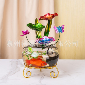Fuente de Agua Decorativa con Mariposas Coloridas, Redonda, Eléctrica, de Escritorio, con Retroiluminación, para Decoración del Hogar u Oficina - Product Image 4
