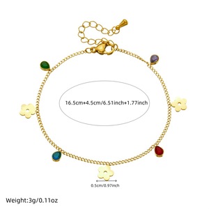 Qian Yue Fashion Charm Bracelet Stainless Steel Thin Chain With Rhinestone Lip Fruit Flower Women Jewelry Gift - Product Image 4