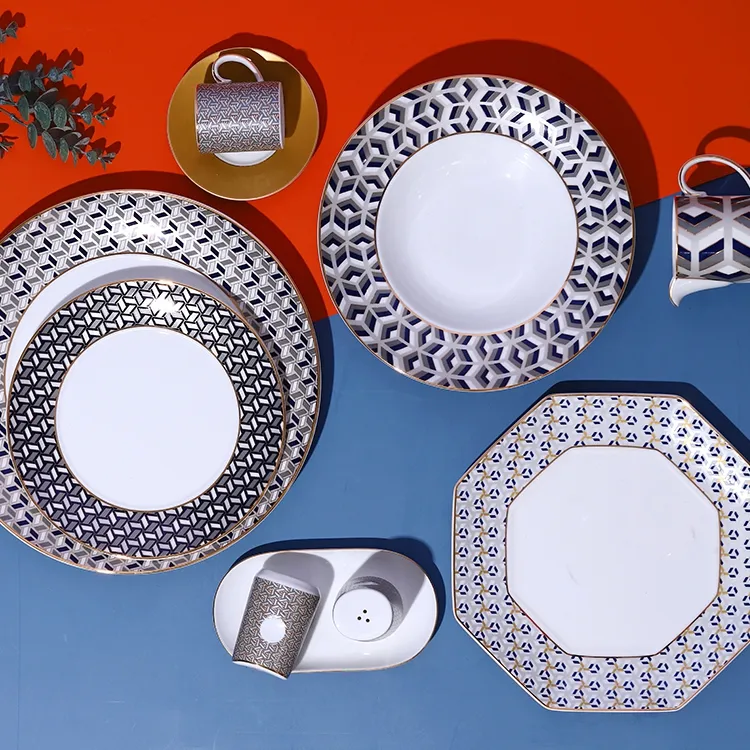 PITO Horeca Factory direct hotel customized nordic ceramic porcelain plates set decal moroccan design sushi restaurant