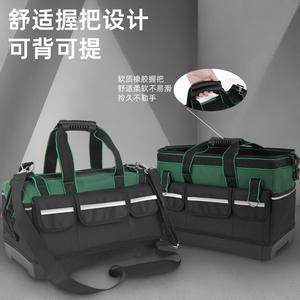 Bolsa de herramientas con base de plástico y correa para el hombro, tela Oxford gruesa, impermeable, duradera, para electricistas y carpintería - Product Image 2