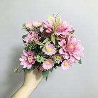 Bouquet de dahlias et marguerites artificielles en soie sur mesure pour mariage, décoration intérieure, fleurs artificielles OEM ODM