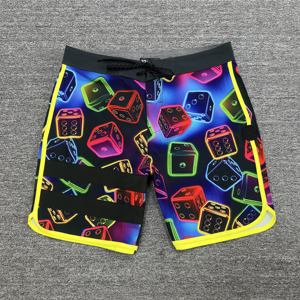 <b>Men's</b> Geometric Print Board Shorts Quick Dry Mid Waist Drawstring Casual Swim <b>Trunks</b> with Side Stripe Design - Product Image 3