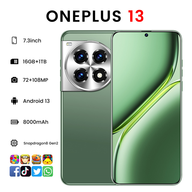 Unlocked 4G 5G Smartphone One Plus13 7.3 Inch Deca Core Mobile Phones Android Cellphone