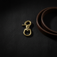 Mousqueton pivotant en laiton massif, petite et moyenne taille, accessoires pour laisse et collier de chien, clips à déclenchement en laiton poli