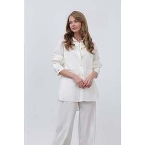 เสื้อเชิ้ตผ้าลินินสีเอครูพื้นฐานสำหรับผู้หญิง Soul - เสื้อเบลาส์ลำลองน้ำหนักเบา ระบายอากาศได้ดี เหมาะสำหรับใส่ทำงานในฤดูร้อนและใส่ในชีวิตประจำวัน - Product Image 1