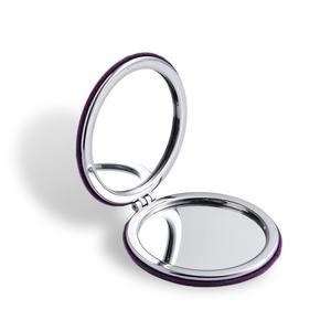 Unique Purple Velvet Fabric Material Dual Side Folding Custom Logo <b>Compact</b> <b>Mirror</b> - Product Image 4