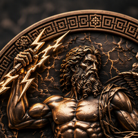 Moneda Conmemorativa Personalizada 3D de Zeus, Dios Griego, en Bronce Antiguo, con Relieve Alto, Moneda de Desafío de Leyendas Míticas para Colección y Regalo