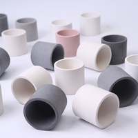Pot à succulentes cylindrique blanc en béton, texture mate, jardinière en ciment pour plantes vertes d'intérieur, logo personnalisé, vente en gros