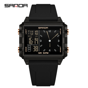 Sanda 6273 thời trang đồng hồ điện tử cho người đàn ông sáng 5ATM Đồng hồ chống thấm nước thể thao ngoài trời giản dị phụ nữ kỹ thuật số Đồng hồ đeo tay - Product Image 1