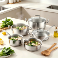 Vente en gros d'usine - Ensemble de casseroles et poêles multifonctionnelles en acier inoxydable 316 durable, finition martelée, pour restaurant