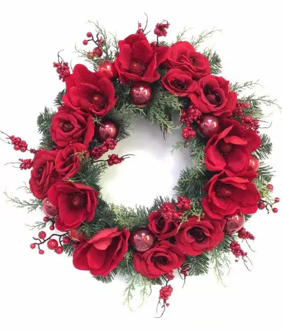 Высококачественные декоративные цветы, венки и растения, рождественские гирлянды и венки
