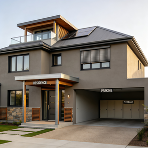 Conception d'architecture de <span class=keywords><strong>maison</strong></span> africaine préfabriquée en bois à deux étages avec plan de l'étage à 3 chambres, garage et décoration intérieure - Product Image 1