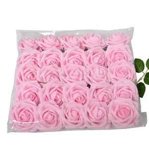 2024 2023 थोक 25 पीसी/बैग पीई कृत्रिम फोम गुलाब फूल सिर शादी के सामान के लिए नकली फूल सिर