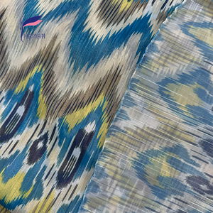 Tissu géométrique 100 % polyester 60 g/m² en gros, bleu électrique, lignes métalliques dorées en zigzag, ultra-transparent, entoilage - Product Image 5