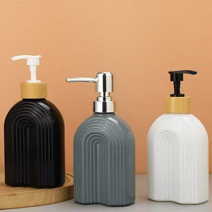Ribbed <b>Glass</b> Soap Dispenser Pump Bottle Bathroom Lotion Pump <b>Cylinder</b> Vanity Hotel Use - Product Image 1