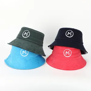 BSCI OEM Meidiney 도매 사용자 정의 디자이너 자수 로고 최고 품질 일반 대량 단색 어부 코듀로이 버킷 모자