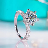 Pabrik Perhiasan JIUZUAN Grosir Cincin Pertunangan dan Lamaran Berlian Moissanite Perak S925 Warna D VVS Laris Manis