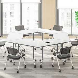 Factory Direct Sell Movable Office Meeting Foldable Training Desk <b>With</b> <b>Wheels</b> Folding Training <b>Table</b> - Product Image 4