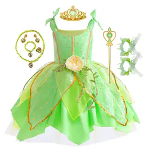 Hanyiyu Mädchen Karneval Fantasy Outfits Kleines Kind Prinzessin Party Tiana Tinker Bell Märchen Kleider