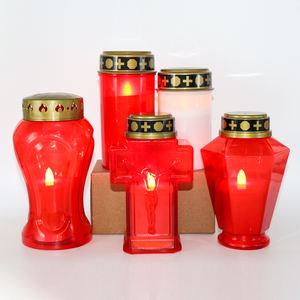 Bougies LED sans flamme <span class=keywords><strong>pour</strong></span> <span class=keywords><strong>cimetière</strong></span>, forme crucifix rouge/blanc, <span class=keywords><strong>à</strong></span> piles, écologiques, non parfumées, finition mate, Diwali, Pâques - Product Image 1