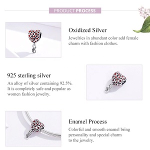 Qings 925 <span class=keywords><strong>colgante</strong></span> de plata esterlina en forma de corazón con corazones de esmalte <span class=keywords><strong>rojo</strong></span> infinito amor ajuste pulsera Collar para mujeres niñas - Product Image 6
