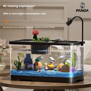 Aquarium de bureau carré auto-circulant écologique pour poissons rouges et tortues, en plastique rigoureusement sélectionné, pour la maison et le salon - Product Image 2