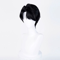 Perruque Saja Boys Jinu Cosplay en Gros 30cm Courte Noire KPOP Anime Perruque Synthétique Résistante à la Chaleur