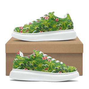 Ventas directas de fábrica Zapatillas de deporte Hawaiian Palm Leaf Hibiscus Flower Diseñador Cómodo con cordones Zapatos para correr Zapatos planos personalizados - Product Image 1