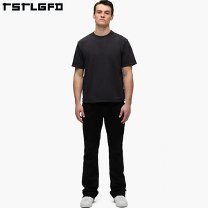 Streetwear personnalisé en gros Jeans évasés empilés Pantalon baggy vierge Jeans évasés empilés vintage pour hommes - Product Image 3