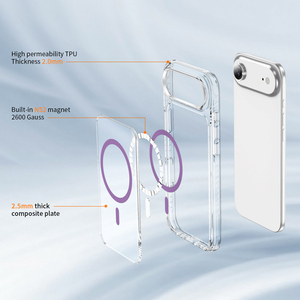Étui magnétique OEM d'usine pour <span class=keywords><strong>iPhone</strong></span> Air 18 17 16 15 14 13 <span class=keywords><strong>11</strong></span> 12 Pro Plus, <span class=keywords><strong>coque</strong></span> transparente compatible avec la charge sans fil - Product Image 4