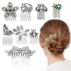 Gioielli moda donna accessori per capelli intarsiati strass in metallo forchette pettini capelli cinese foglia foglia di perle fermaglio per capelli nuovo - Product Image 3