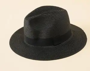 गर्म बेचने फैशन प्रचारक बाल्टी पुरुषों के लिए रिबन के साथ पनामा समुद्र तट पुआल चोटी टोपी फेडोरा प्रकार का टोप टोपी