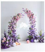 Arche florale artificielle dégradée pour décoration de mariage, arrangement floral pour arche en forme de corne, décoration de fond d'arche