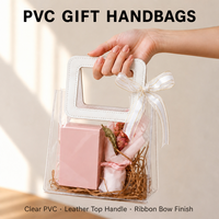 Sac en PVC transparent personnalisé, taille et couleur au choix, rond, carré, avec longue poignée, emballage cadeau, pliable, vente en gros, logo, sac fourre-tout imperméable