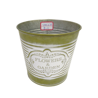 Pot de fleurs rustique en métal galvanisé blanchi, style ferme, à nervures, délavé, pour plantes décoratives
