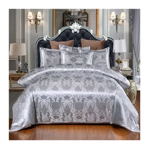 Alibaba Hot Sale Customize Grey 240x260 Silk Jacquard Duvet Cover Bedding Set