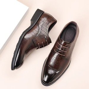 Chaussures habillées Oxford en cuir véritable à bout pointu, à lacets, couleur unie, pour le bureau et la carrière, pour hommes, toutes saisons - Product Image 4