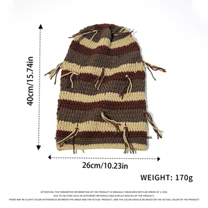 Chapeau Kufi <span class=keywords><strong>en</strong></span> crochet décontracté fait main avec pompons - Rayures arc-<span class=keywords><strong>en</strong></span>-ciel colorées <span class=keywords><strong>en</strong></span> patchwork, adapté au style Rasta/jamaïcain - Product Image 3