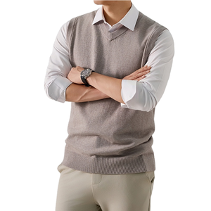 Gilet pull tricoté ample et respirant pour homme, col en V, doux et chaud, idéal pour l'automne, qualité supérieure - Product Image 1