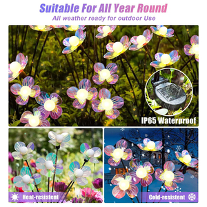 Lampes solaires LED colorées en forme de fleur, lumières de lucioles, décoration de <span class=keywords><strong>jardin</strong></span> extérieure, lampe de paysage, effet de <span class=keywords><strong>vent</strong></span> soufflant, 6 LED, lumière solaire de <span class=keywords><strong>jardin</strong></span> - Product Image 3